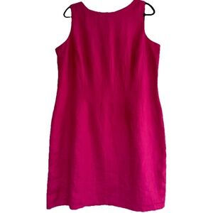 AGB Linen Sheath Dress Size 16 Magenta Pink Classic Sleeveless Lined